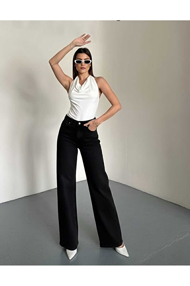 Jet Black Extra High Waist Lycra Jean Trousers