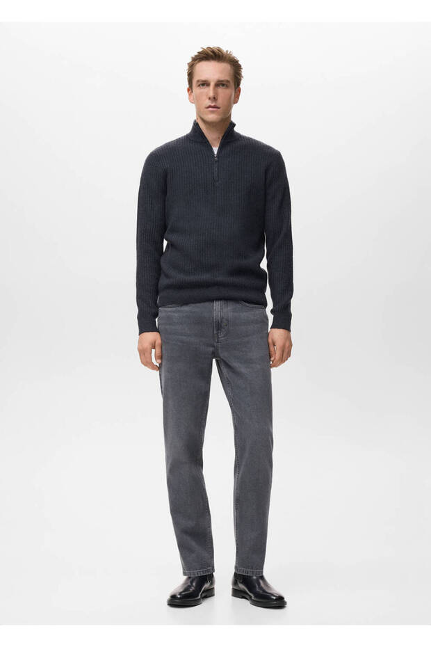 Gerippter Pullover mit Reißverschlusskragen - 2