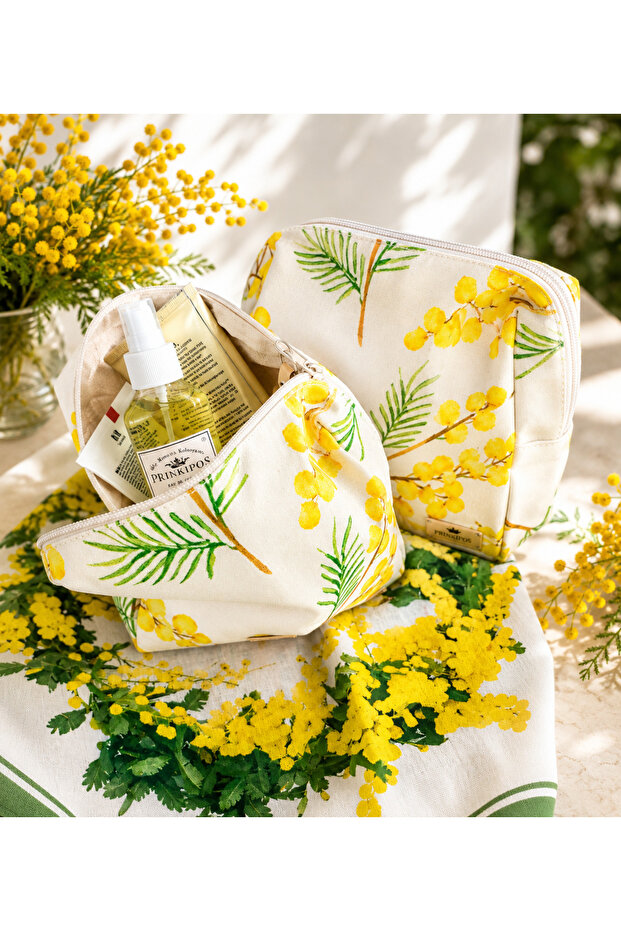 Makeup Bag with Mimosa Pattern