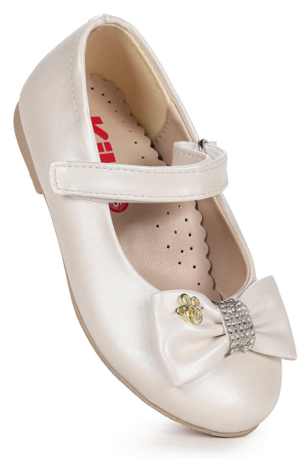Withbow Skin Velcro Bowknot Girls' Ballerina Shoes