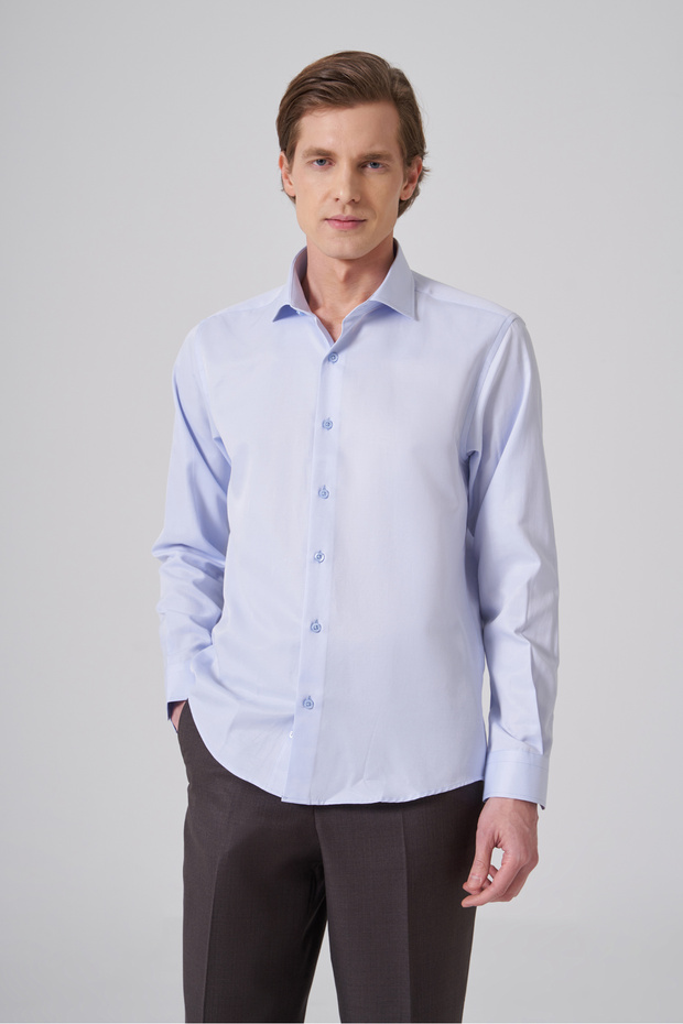 Men's A.Blue Polyester Trend Slim Fit Full Italian Collar Shirt