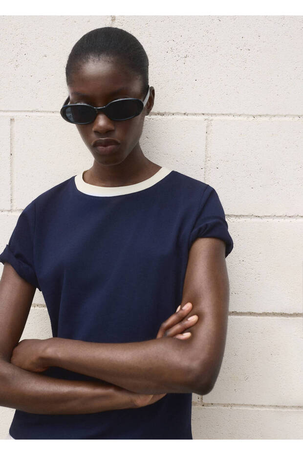 Cotton T-Shirt with Contrast Collar