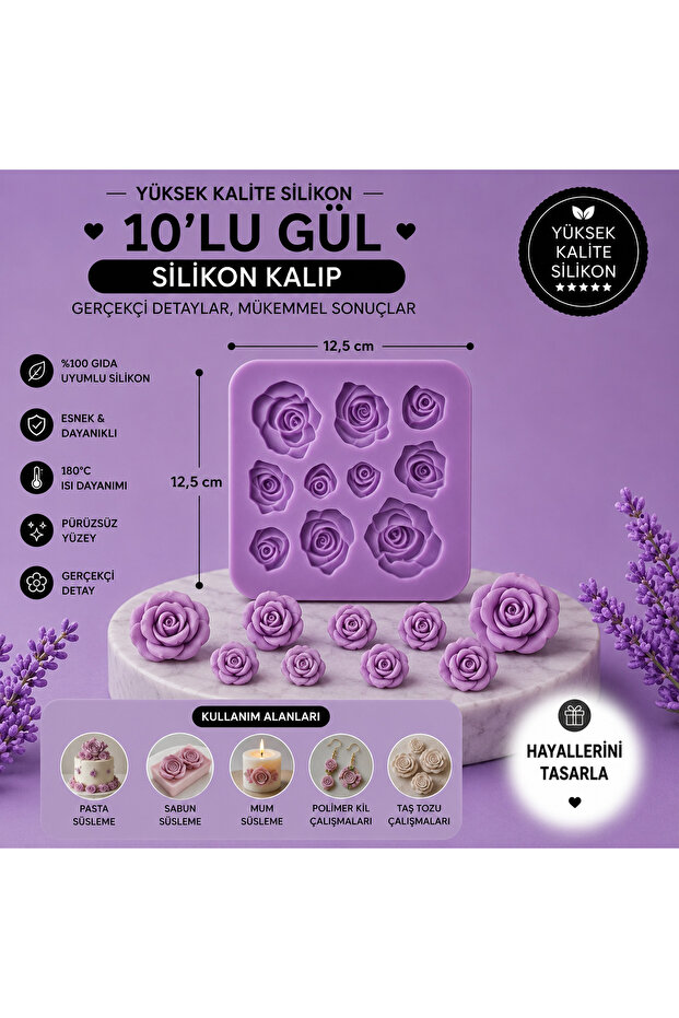 Silikon Kalıp 10'lu Gül