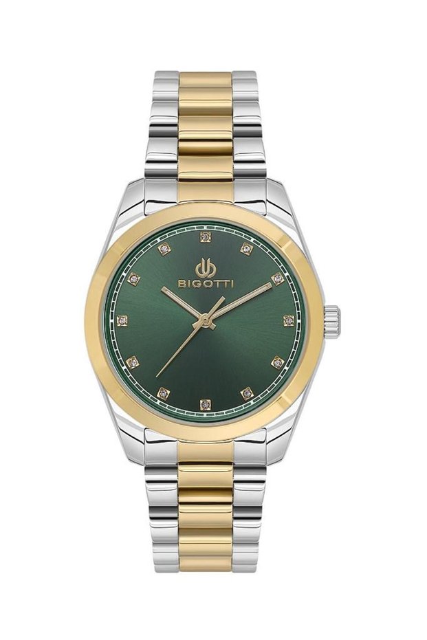 Bg.1.10584-5 Stone Design Steel Plated Metallic-Gold Men's Wristwatch
