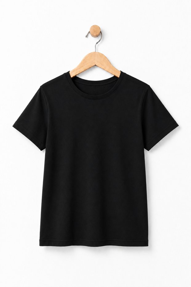Black Short Sleeve Kids T-Shirt - Cotton Combed Cotton Anti-Sweat Premium Black Kids T-Shirt