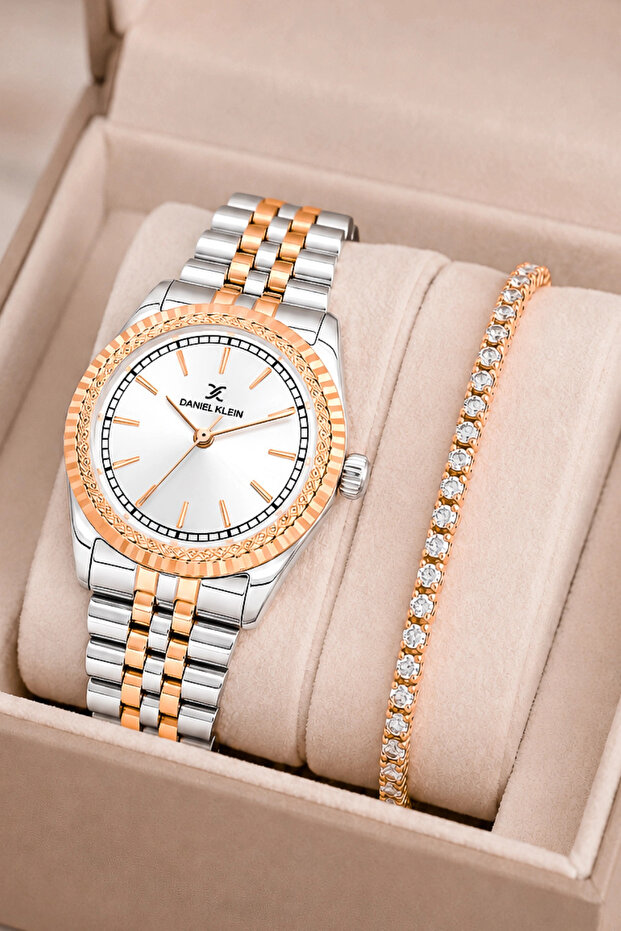 Women's Wristwatch Rose-Silver Color Steel Band & Case Sddk091