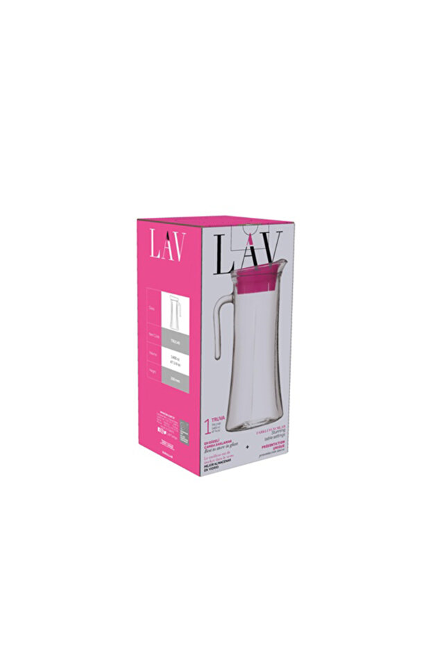 Truva Cam Sürahi Tekli 1,4 L Kulplu Pembe Plastik Kapaklı - 5