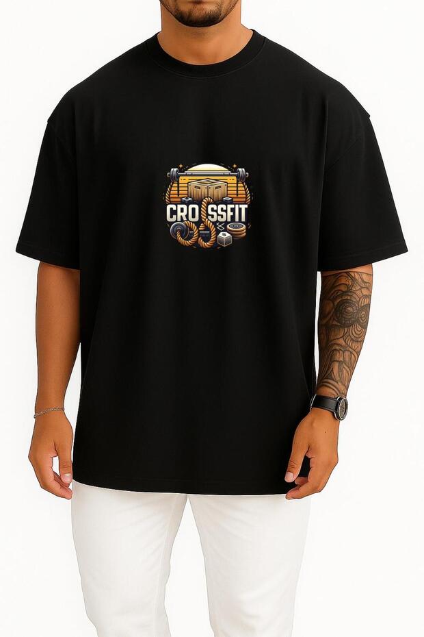 Oversized Crossfit Chest Printed Unisex T-Shirt
