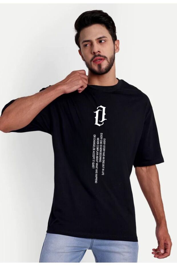 Vertical Printed Oversize Cotton T-shirt