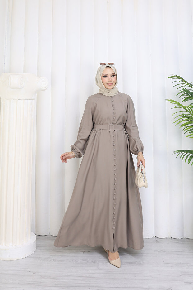 Birit Buttoned Belted Cupra Dress Anka261031