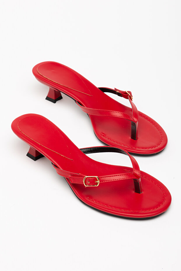Red Flip-Flop Heeled Slippers Orthopedic Women's Sandals