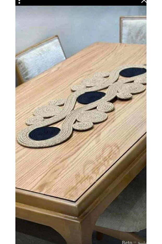 Jute Straw Black Beige 40X110 cm Runner American Service Set Dowry Gift