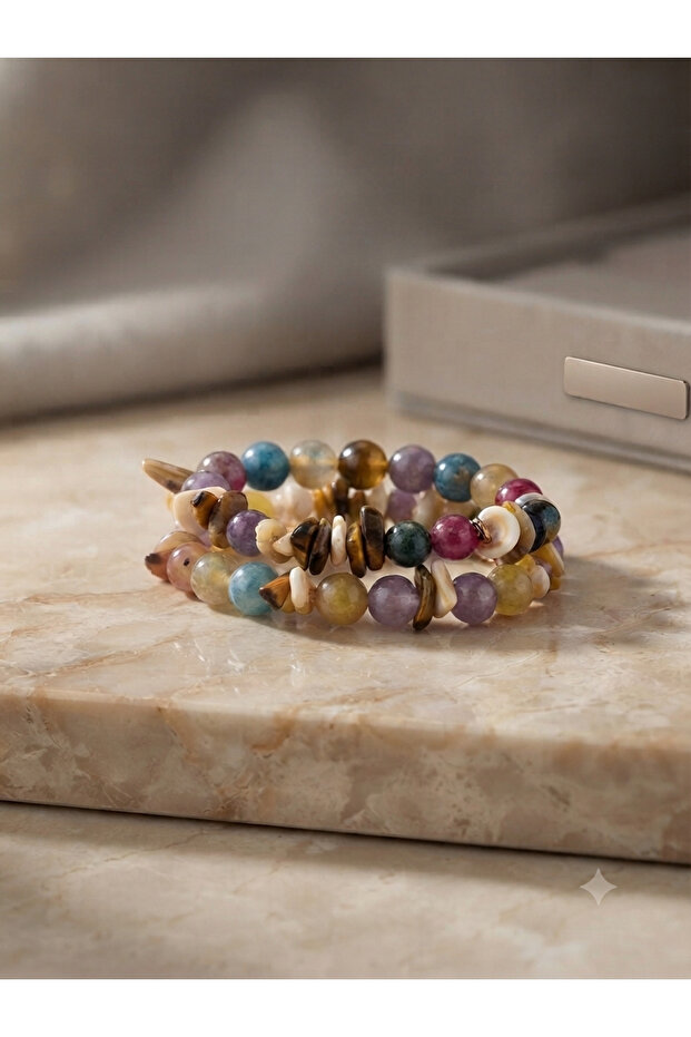 Natural Stone Colorful Flexible Bracelet