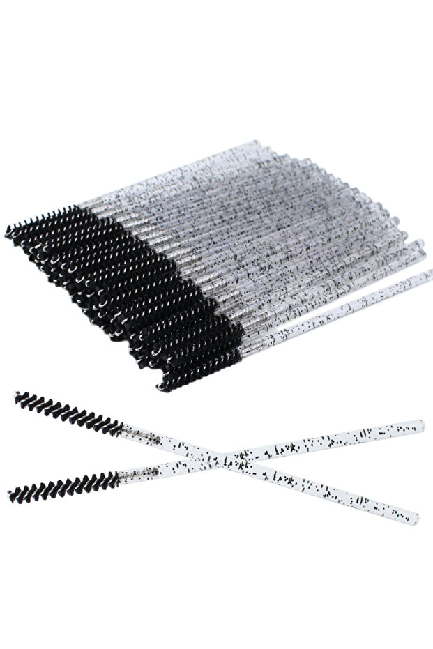Nylon Black 50pcs Disposable Skinny Mascara Wands Mini Crystal Eyelash Brushes Micro Brush Lash Exte