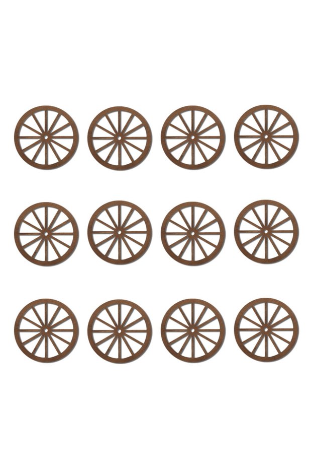 12pcs Wheel 12Pcs Wagon Wheel Decor Wooden Western Cowboy Party Decorations Vintage Rustic Wagon Whe