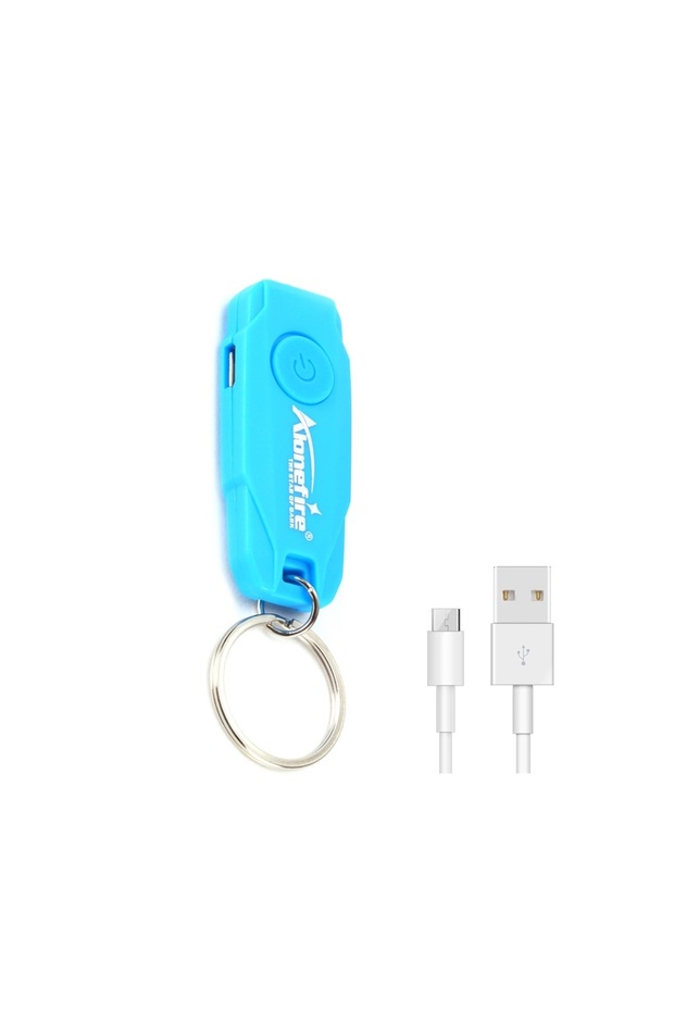 سلسلة مفاتيح LED صغيرة زرقاء اللون مزودة ببطارية ليثيوم بوليمر قابلة لإعادة الشحن عبر USB ومصباح يدوي رائع للطلاب والأطفال