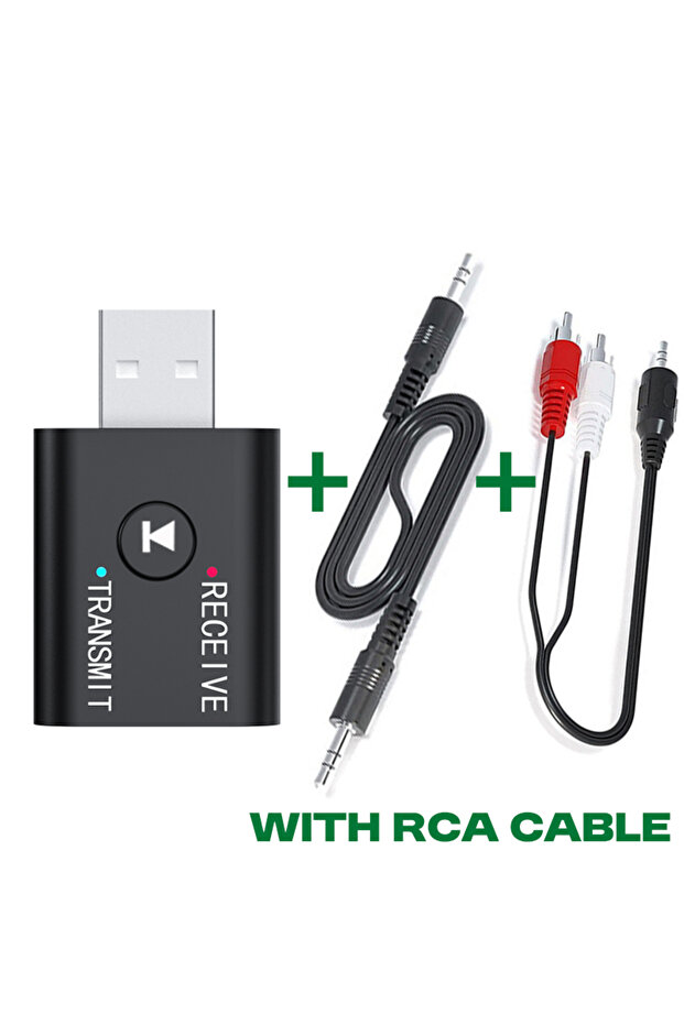 مع كابل RCA، جهاز إرسال واستقبال صوتي 2 في 1 بتقنية البلوتوث مع ميكروفون عالي الدقة، 3.5 مم، AUX USB، موسيقى ستيريو واي فاي