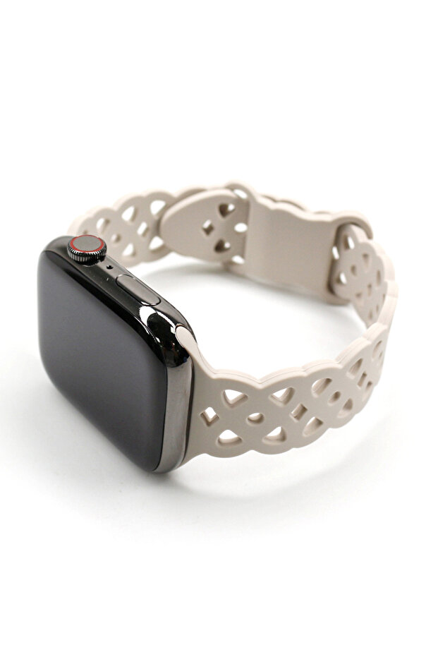 38mm 40mm 41mm Beige Lace Silicone Strap For Apple Watch Band 45mm 41 44 46 42 40 49 38mm Breathable