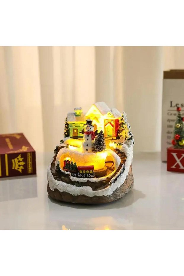 Snowman Assorted Christmas Rotating Light-Up Musical Resin Music Box Ornaments Christmas Present