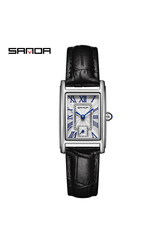 black silver Sanda 1116 New Fashion Elegant Women's Analog Quartz Watch, Rectangle Dial, Water Resis