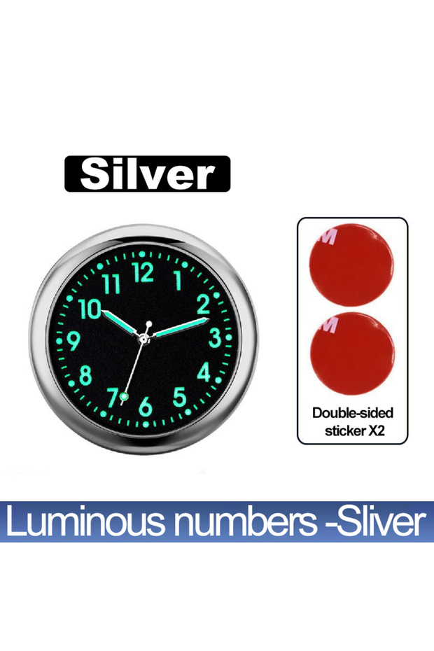 40MM Silver Car Clock Luminous Automobiles Internal Stick-On Mini Digital Watch Mechanics Quartz Clo