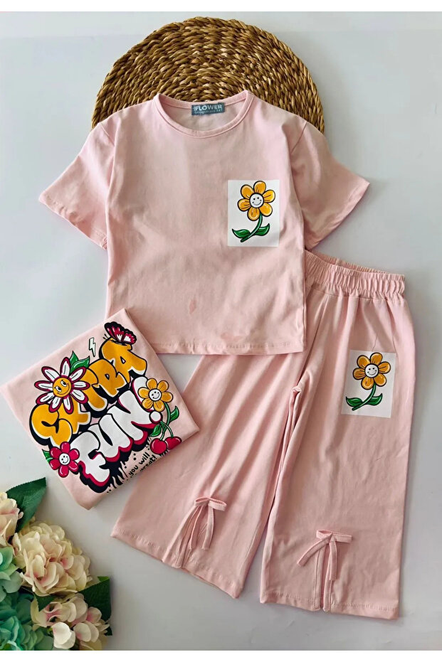 My Little One's Cicileri Fun Set of Printed with Slits on the Back and Front - Salmon