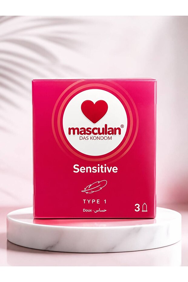 Condoms 3 Pcs Sensitive Type 1 --- مسكولان واقي ذكري3 حبة حساس تايب 1