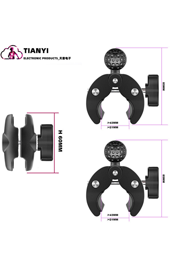 60CM Sports Camera, Motorcycle Riding, Double Headed Clamp, Ball Head, Strong Clamp, Bicycle Riding,