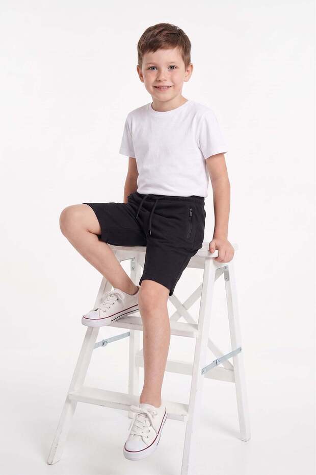 Belt-Tied Pocket Zippered Boys' Capri Pants