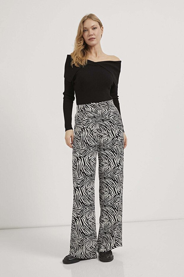 Armalife 2449 patterned satin women's pants with pocket details