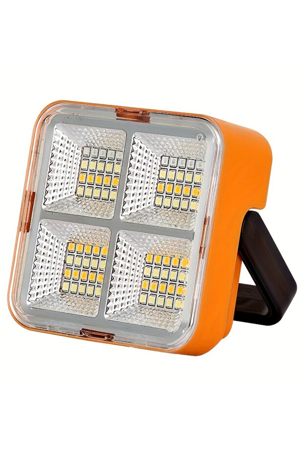 مصباح عمل LED متعدد الوظائف قابل لإعادة الشحن بالطاقة الشمسية بقدرة 50 واط، كشاف محمول للاستخدام الخارجي - بطارية ليثيوم 1200 مللي أمبير