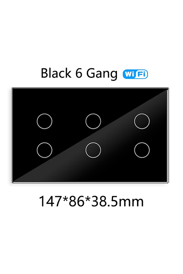 Other 6Gang-Black WIFI Smart Touch Light Wall Switch Interruptor Glass Panel 8/10 Gang 147*86mm Work