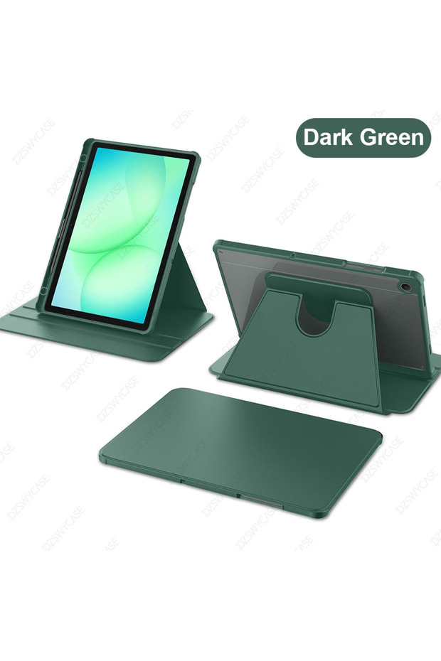 Dark Green Case For Samsung Galaxy Tab A9/A11 Plus 11 SM-X210 X230, with Pencil Holder, 360 Rotating