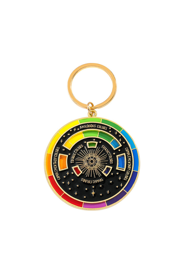 style 2 Creative Color Wheel Spinning Color Compass Keychain Rotatable Metal Spinning Compass Metal