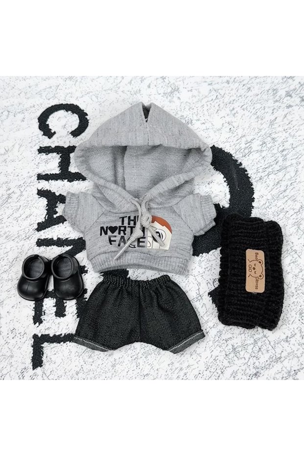 no doll 4pcs 15-17cm Labubu Plush Doll Clothes Fashion Hoodie Pants Set For Labubu Idol Dolls Trendy