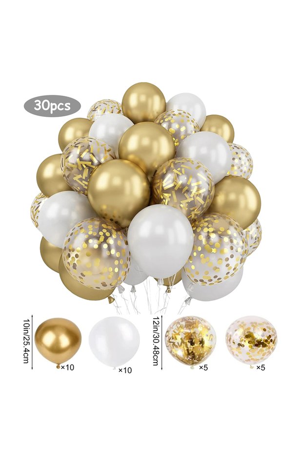 As Picture 1 30Pcs Latex Balloons Of Various Colors Metal Gold Balloons Gold Colored Paper Birthday