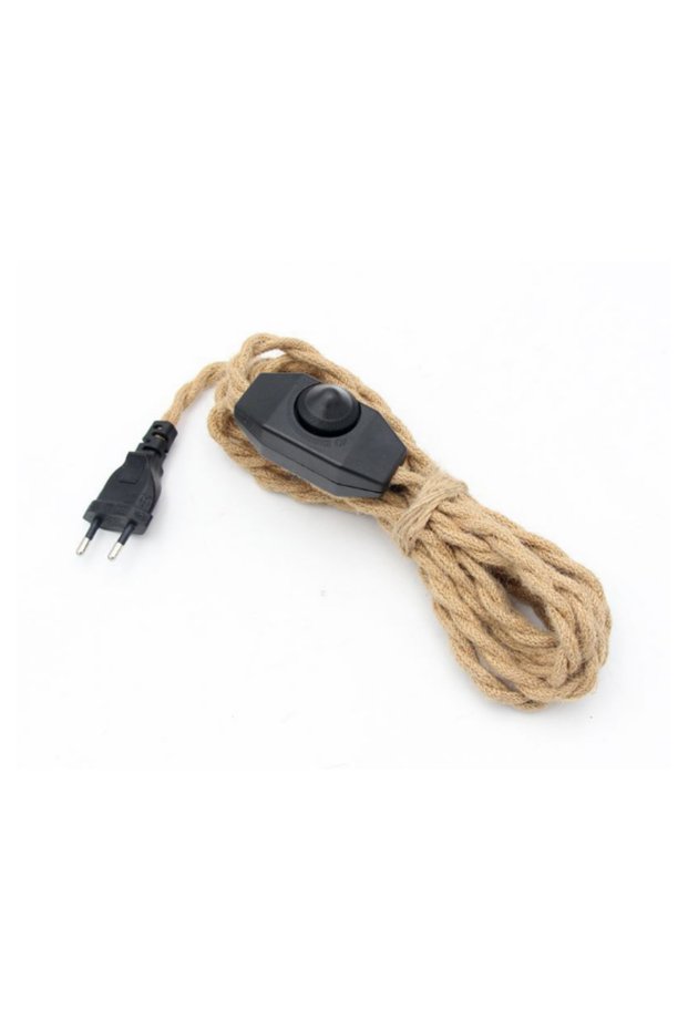 F 3meter EU Plug Power Cord Vintage Hemp Cord 2Meters 3Meters Convered With ON/OFF Switch For Retro