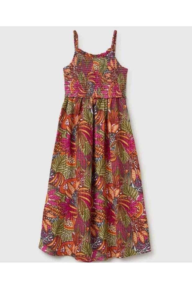 Girl's Multi-Colored Bohemian Patterned Maxi Dress 6-14 Years Orange