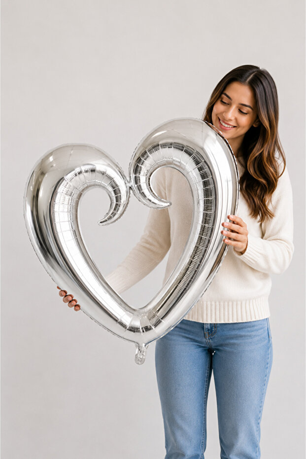 Large Size 1 Meter Silver Heart Centerpiece Empty Foil Balloon Marriage Proposal Marriage Anniversary Ornament