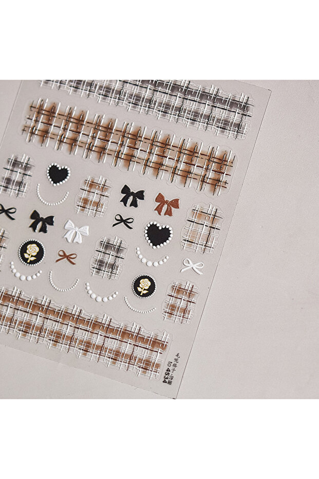 1Pcs Shell Light Nail Stickers Small Fresh White Bow Ribbon Nail Charms Stickers Self Adhesive Nails