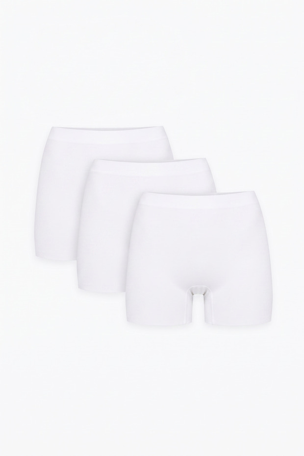3-Piece Women's Laser Cut High Waist Gathering Invisible Shorts Boxer