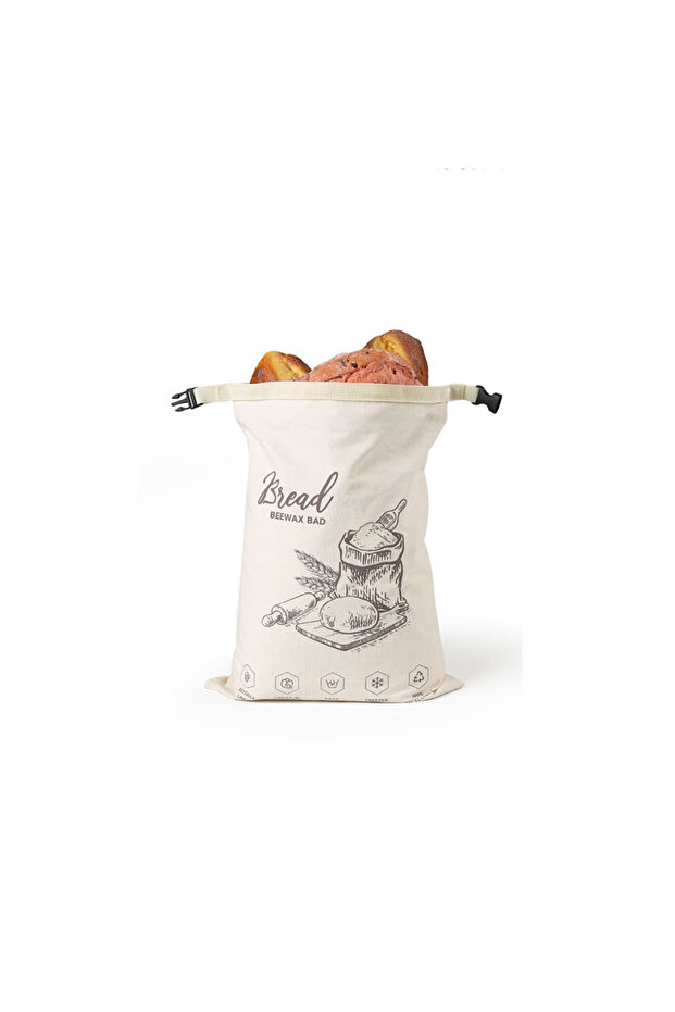 Beige Snap-on Zipper Beeswax Bread Bag Reusable Food-Grade sandwich Beeswax Bread Bag
