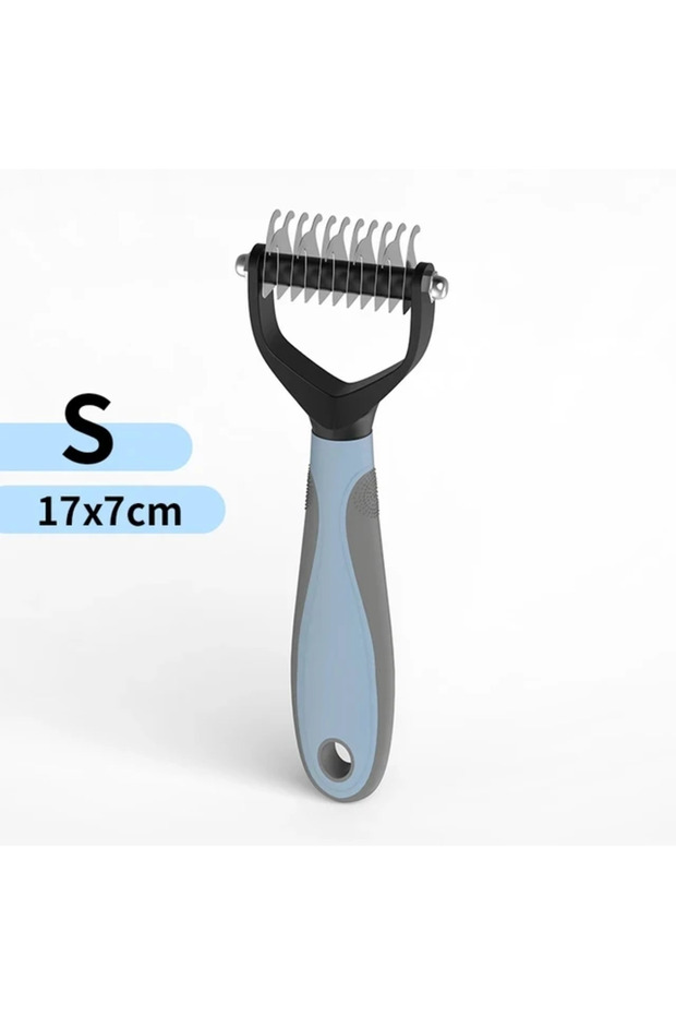 blue S Cat Hair Removal Comb Dog Hair Removal Brush Stainless Steel Double Sided Pet Grooming Brush