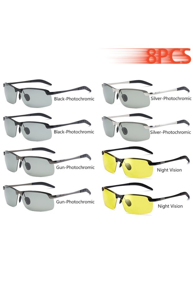 Blac-Gun-Silve-Night Men Photochromic Polarized Sunglasses Driving Fishing Chameleon Glasses Change