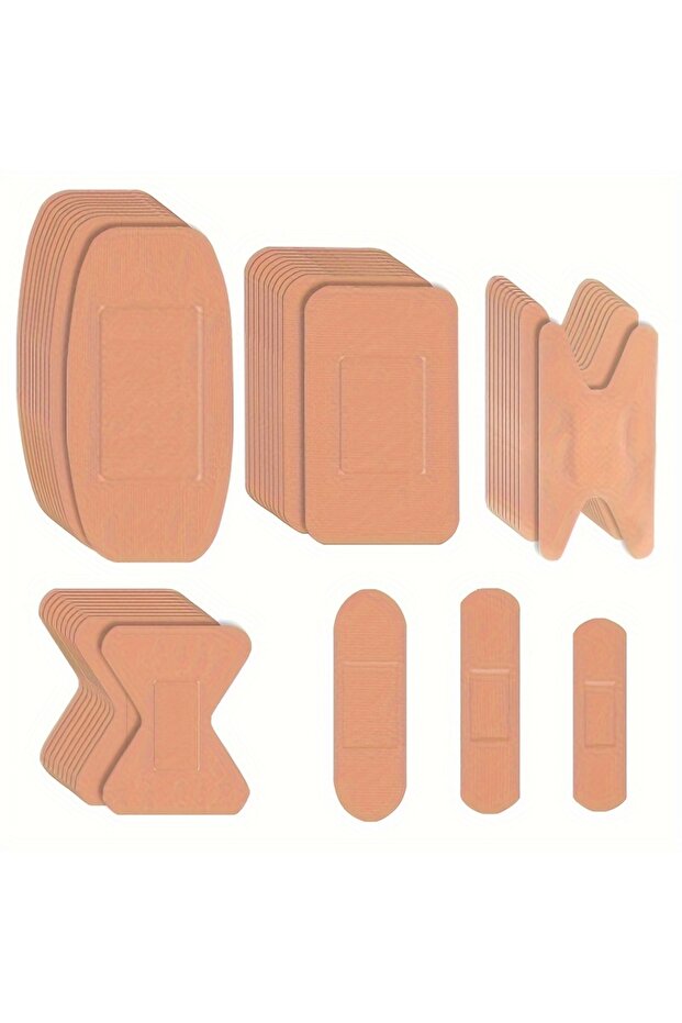100pcs 100pcs Multi-Shape Breathable Cotton Blend Bandages - Waterproof, skin-friendly adhesive woun