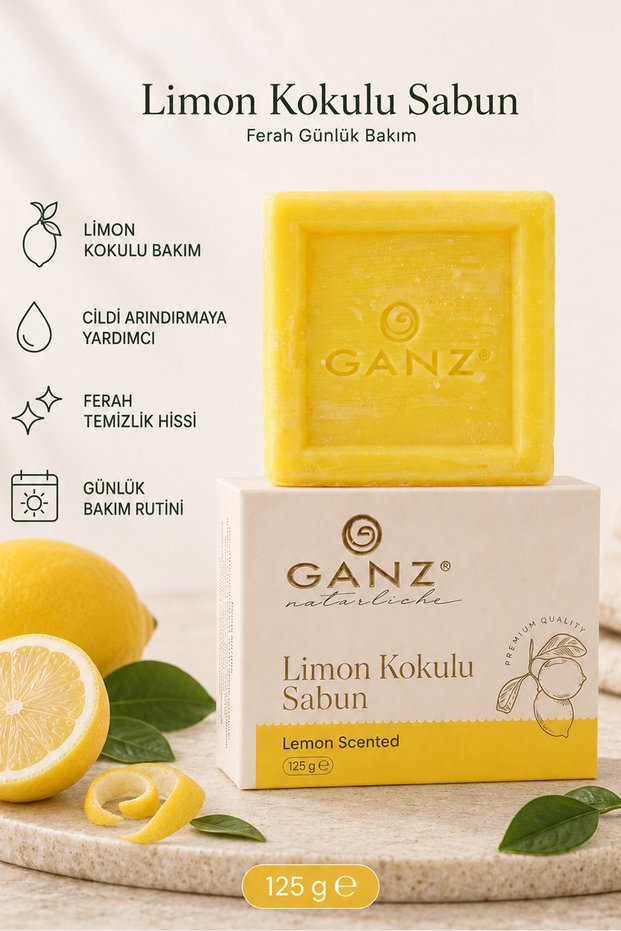 Lemon Scented Soap - Facial Skin Cleansing Bar Soap 125 Gr