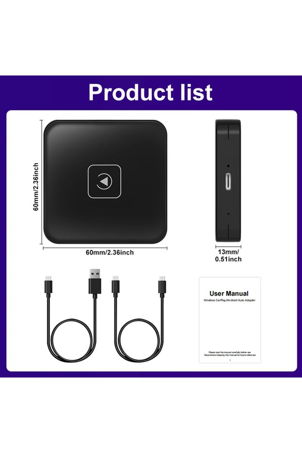 2 in 1 FLIXIVI 2in1 Wireless Mini Carplay/Auto Box Dongle Wired To Wireless for Audi Toyota Mazda Ni