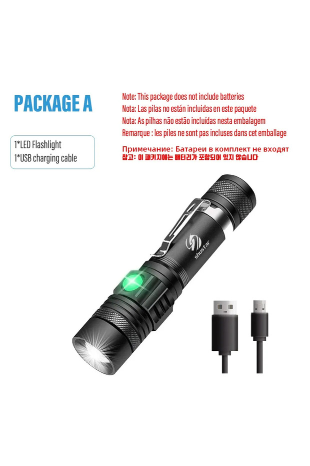 U518 Package A High Power Led Flashlights Zoomable Camping Torch With T6 LED Lamp Beads Waterproof 4
