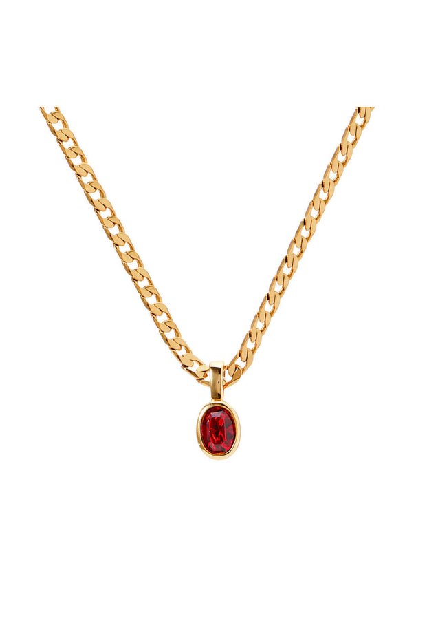 T307 5 Dainty Stainless Steel Oval Multi-color Natural Stone Pendant Necklace for Women 18k Gold Pla
