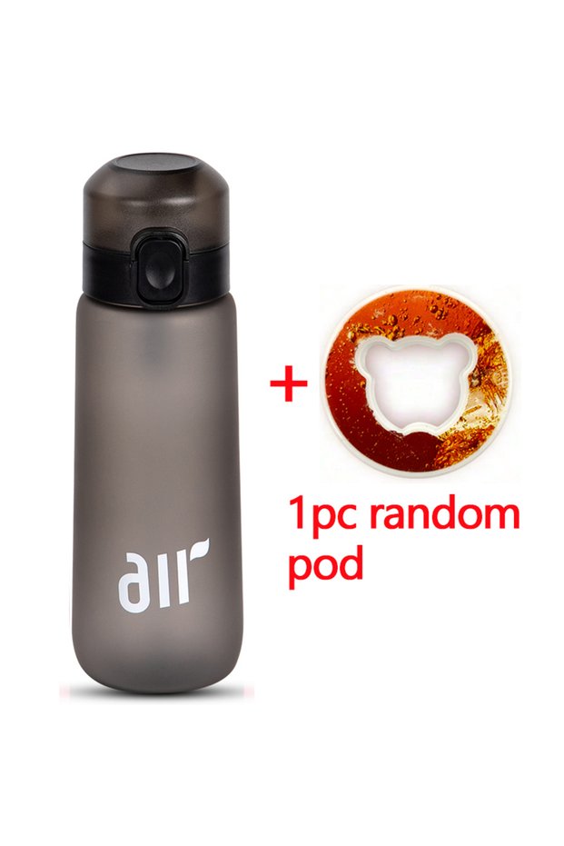 Frosted Black 1PC 650ml Air Flavouring Water Bottle With Straw 1PC Random Flavor Pods Leakproof and